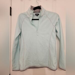 Women’s Light Blue V-Neck Quarter-Zip Sweater